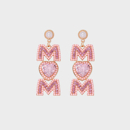 MOM Pearl Rhinestone Alloy Earrings Jassorted Blush Pink