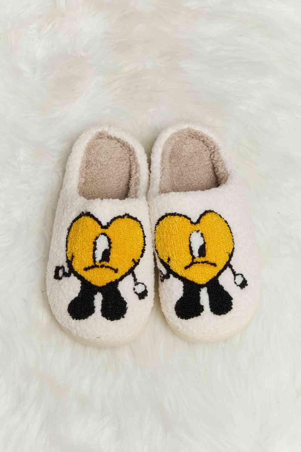Melody Love Heart Print Plush Slippers Trendsi