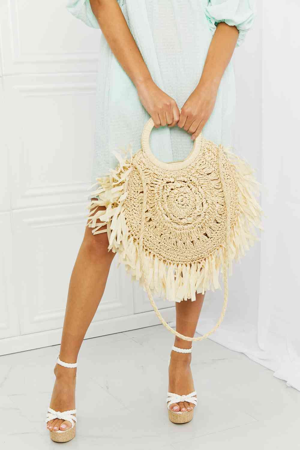 Fame Found My Paradise Straw Handbag Jassorted Ivory One Size