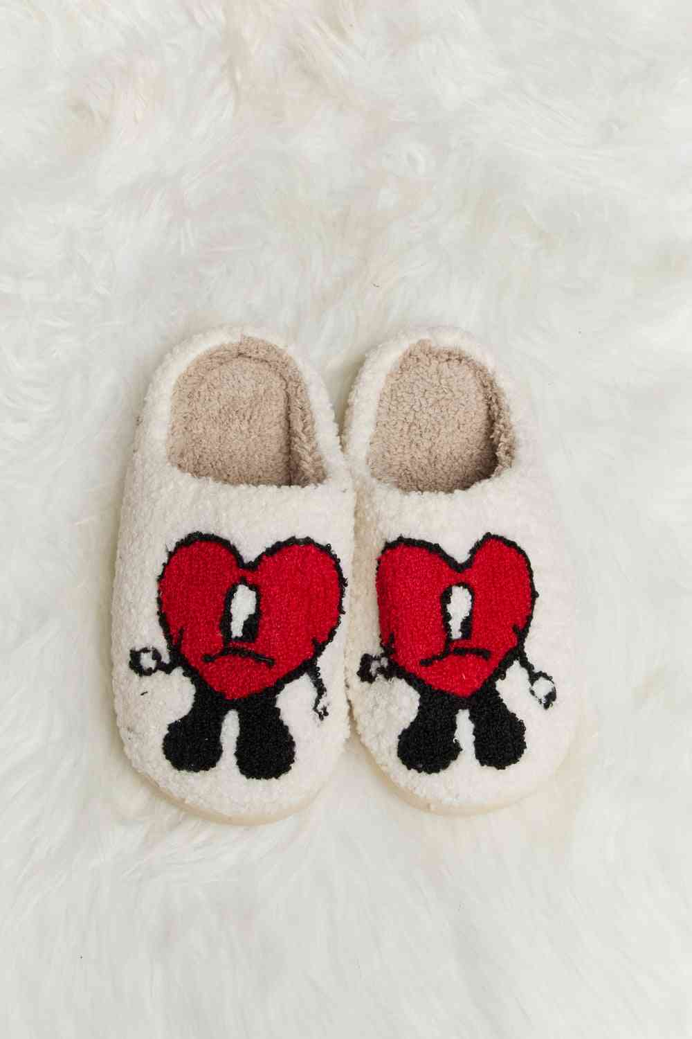 Melody Love Heart Print Plush Slippers Trendsi