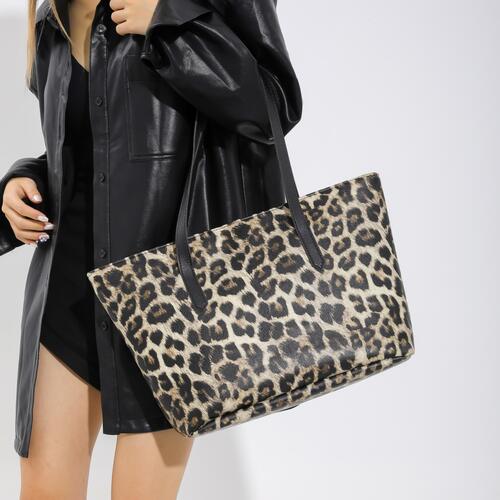 3-Piece Leopard Leather Bag Set Jassorted