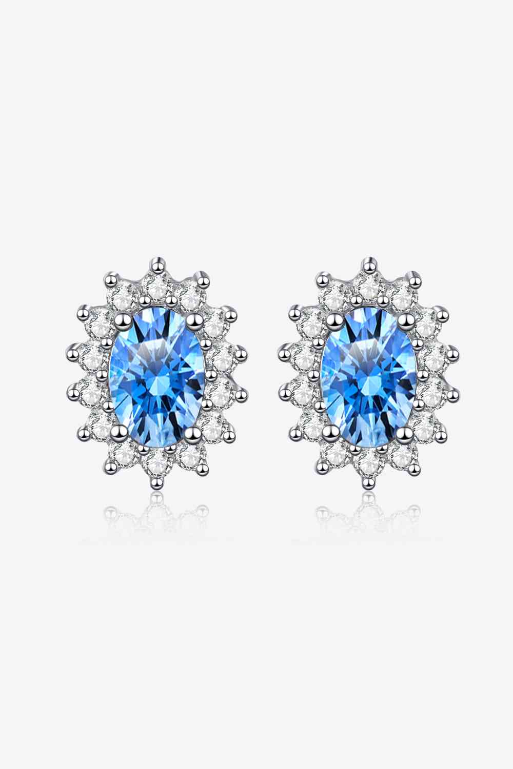 1 Carat Moissanite 925 Sterling Silver Stud Earrings Jassorted Sky Blue