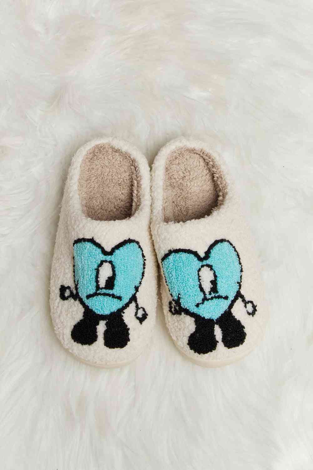 Melody Love Heart Print Plush Slippers Trendsi