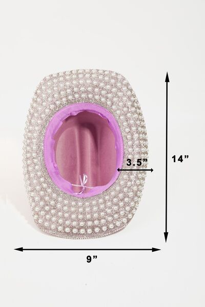 Rhinestone Pearl Trim Cowboy Hat Trendsi