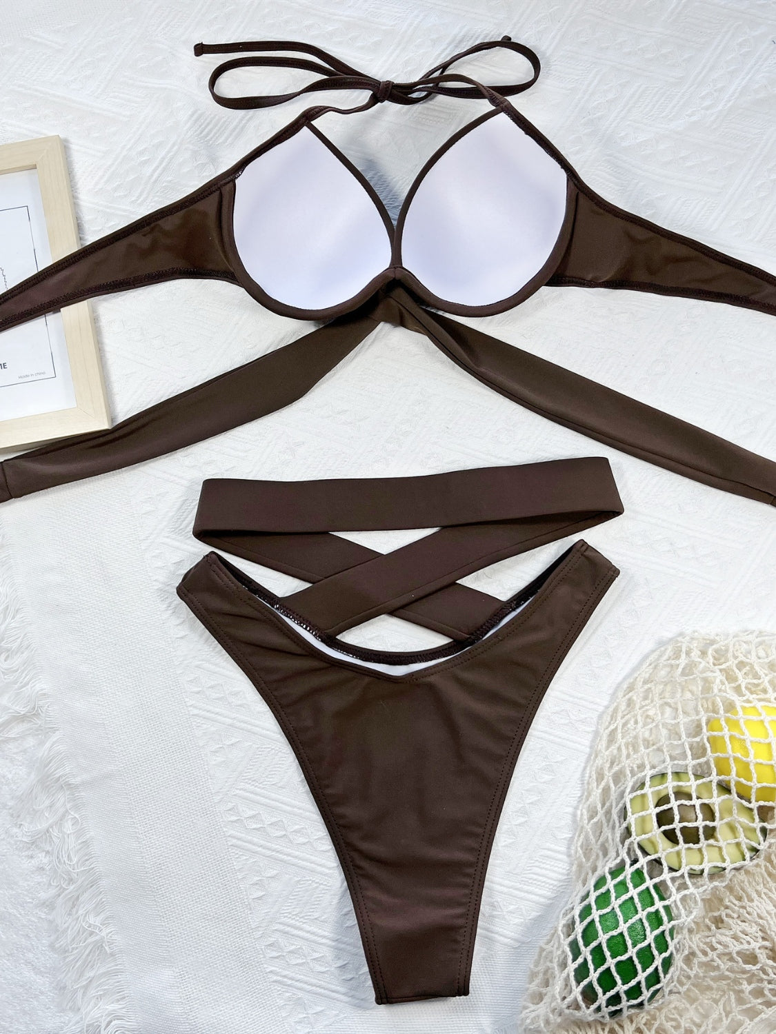 Crisscross Halter Neck Two-Piece Bikini Set Trendsi