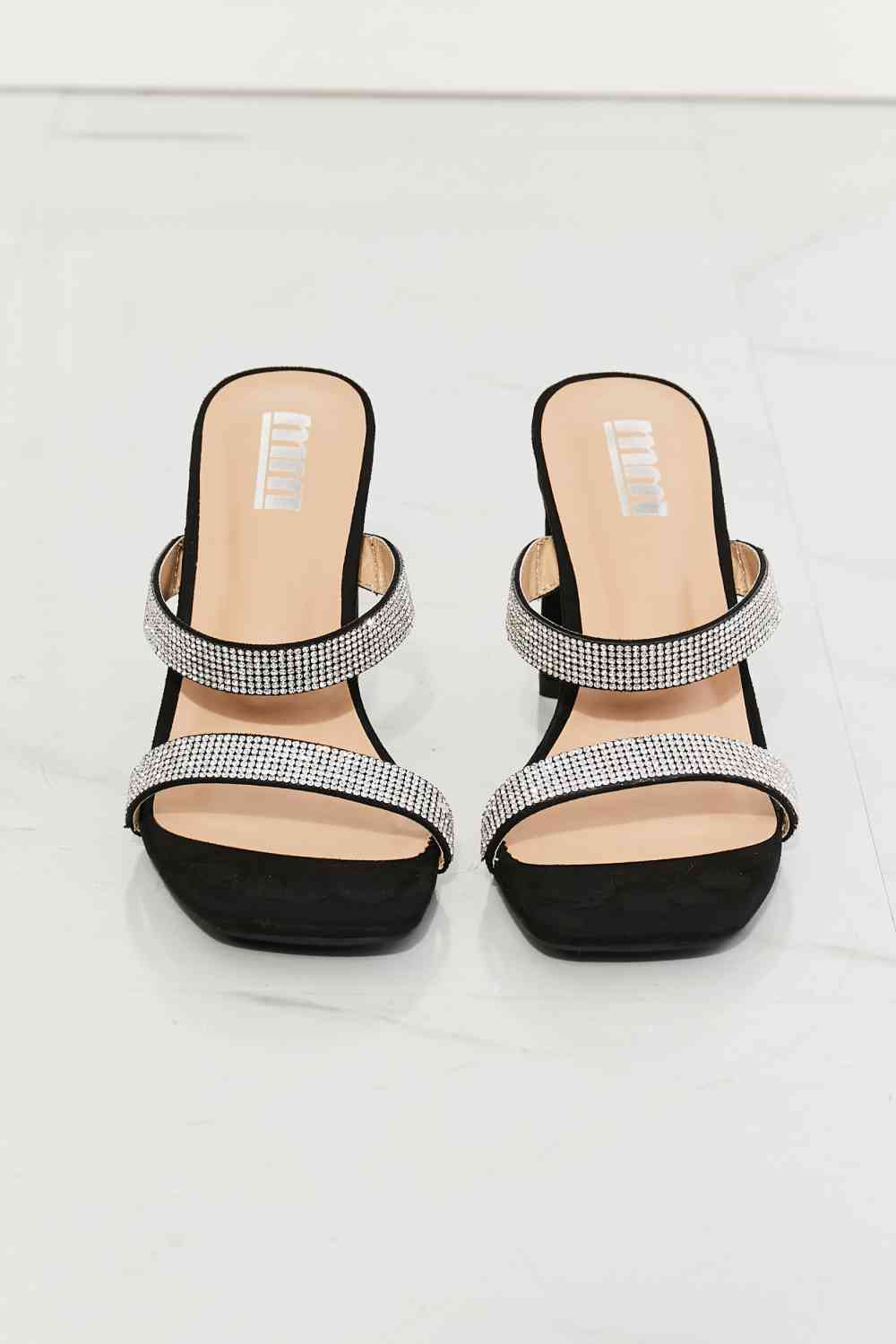 MMShoes Leave A Little Sparkle Rhinestone Block Heel Sandal in Black Jassorted