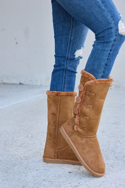 Forever Link Warm Fur Lined Flat Boots Trendsi