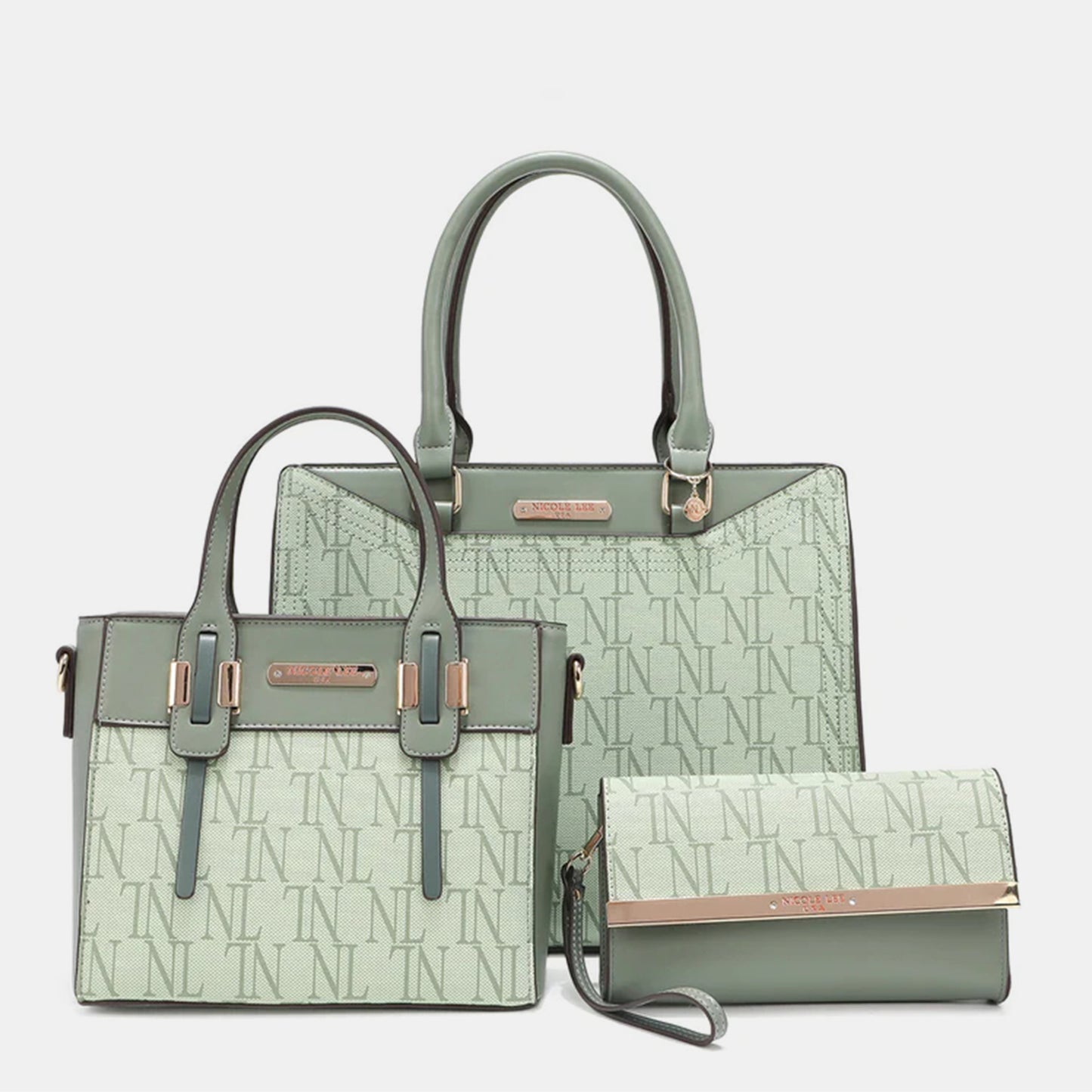 Nicole Lee USA 3-Piece Letter Print Handbag Set Trendsi SAGE