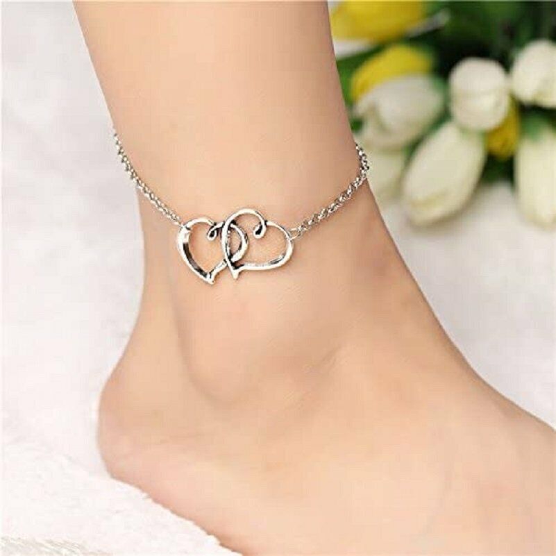 Double Heart Ankle Bracelet (Anklet) Jassorted