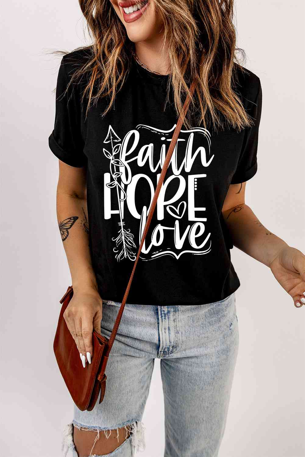 FAITH HOPE LOVE Graphic Tee Shirt Jassorted