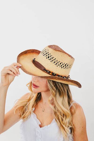 Cutout Wide Brim Straw Hat Trendsi