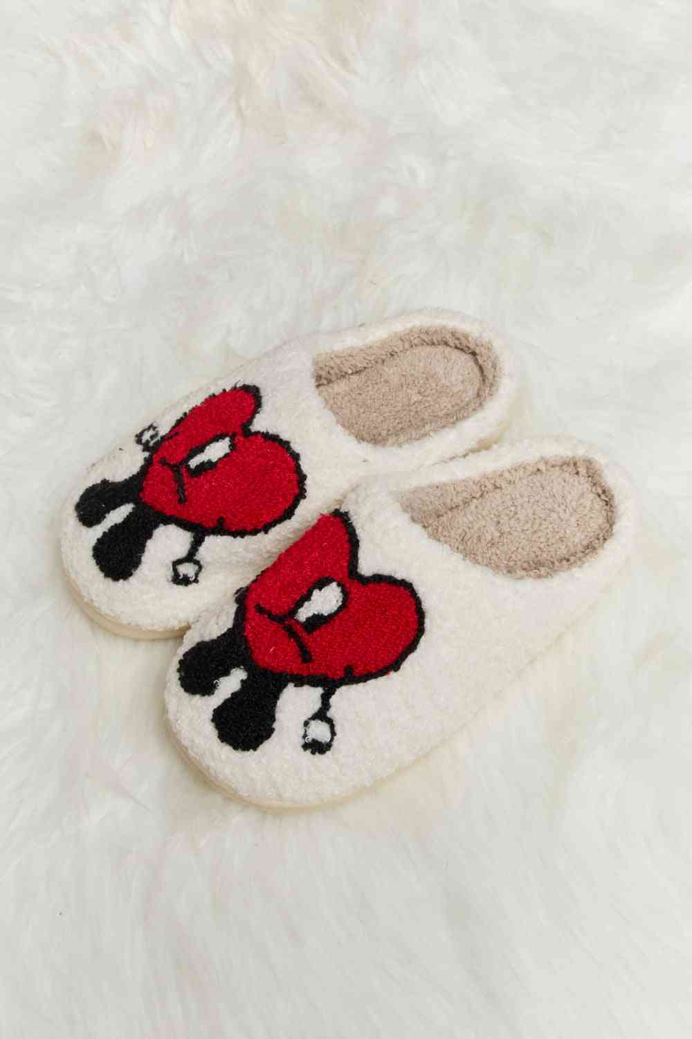 Melody Love Heart Print Plush Slippers Trendsi