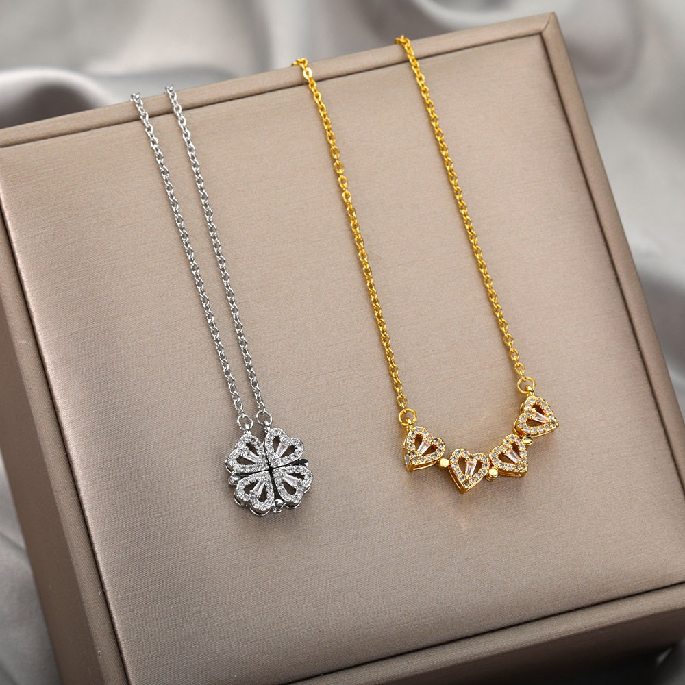 Luxury Heart Shaped Clover Necklace Jassorted