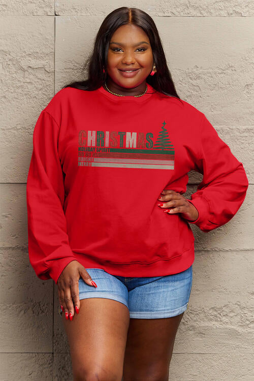 Simply Love Full Size CHRISTMAS Long Sleeve Sweatshirt Jassorted Scarlet S
