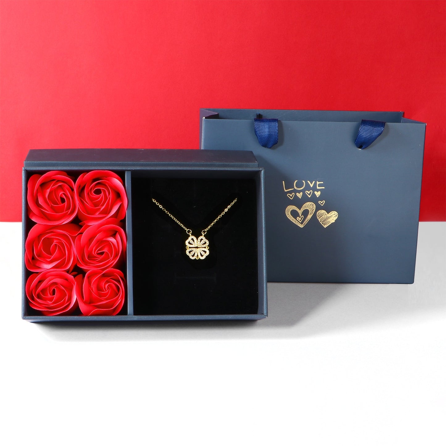 Luxury Heart Shaped Clover Necklace Jassorted