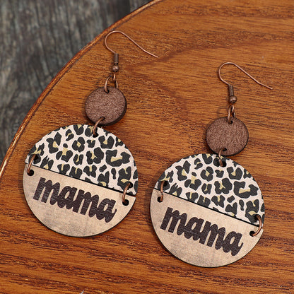 Wooden Leopard Round Shape Earrings  Trendsi   