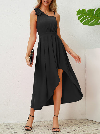 Asymmetrical Neck Sleeveless Dress  Trendsi Black S 