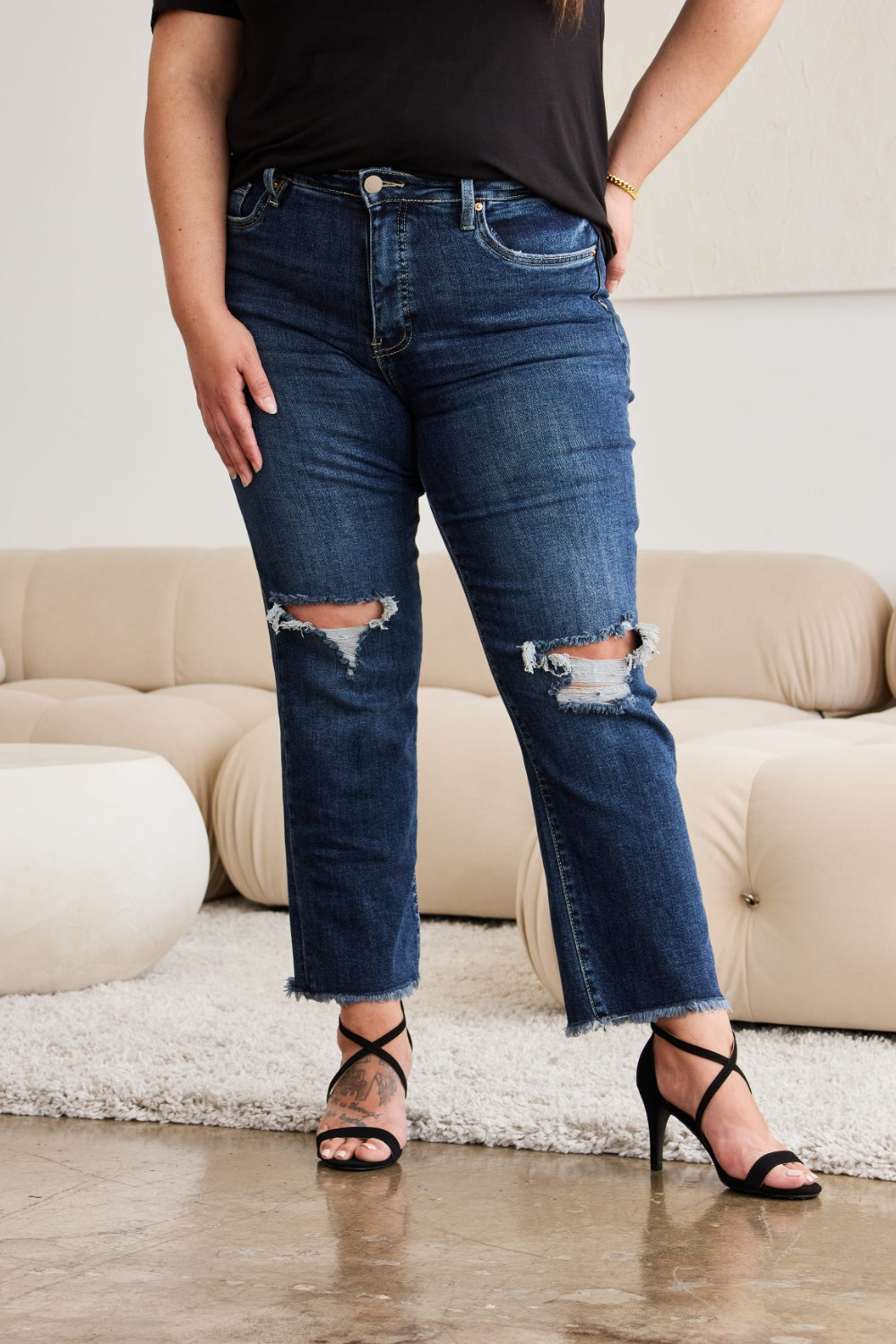 RFM Crop Dylan Tummy Control High Waist Jeans  Trendsi   