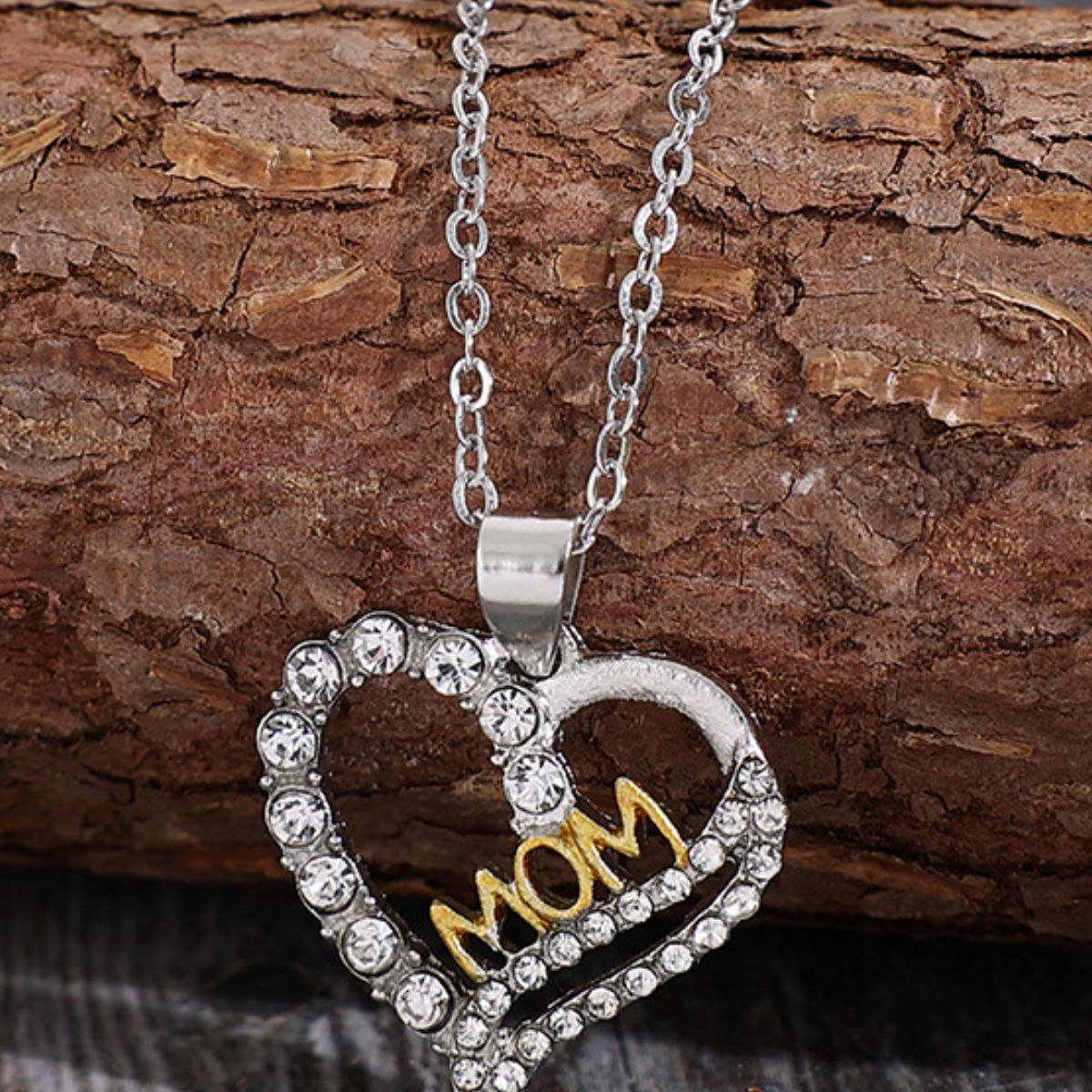 Alloy Inlaid Zircon Heart Pendant Necklace  Trendsi   