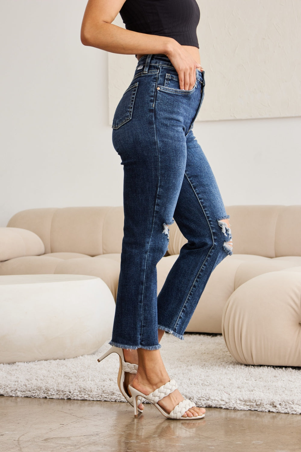 RFM Crop Dylan Tummy Control High Waist Jeans  Trendsi   