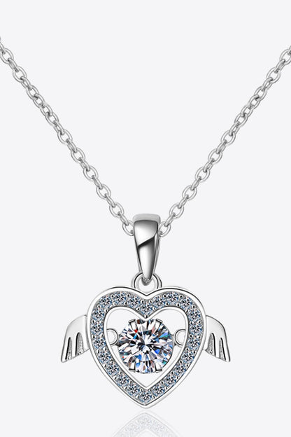 Moissanite Winged Sterling Silver Necklace  Trendsi Silver  