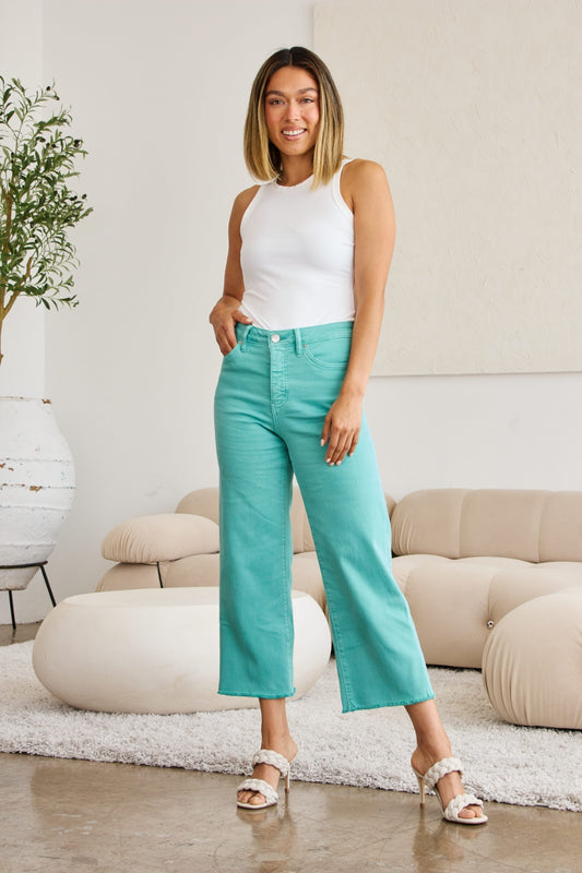 RFM Crop Chloe Tummy Control High Waist Jeans  Trendsi Island Green 00 