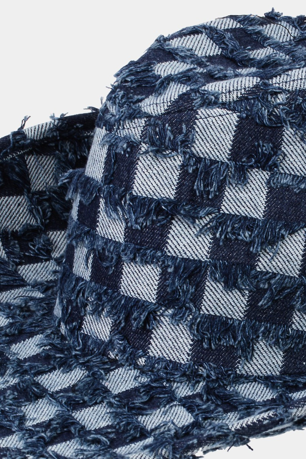 Checkered Fringe Denim Cowboy Hat  Trendsi   