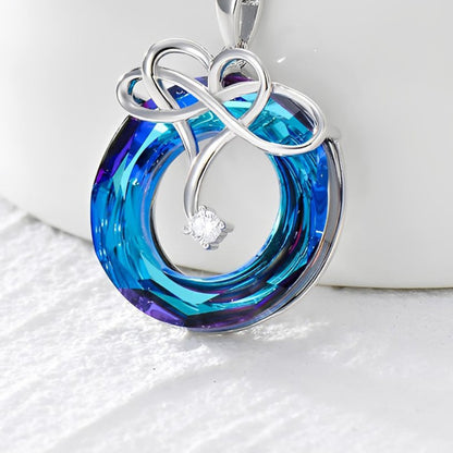 Aqua Blue Natural Crystal Pendant Necklace  Trendsi   