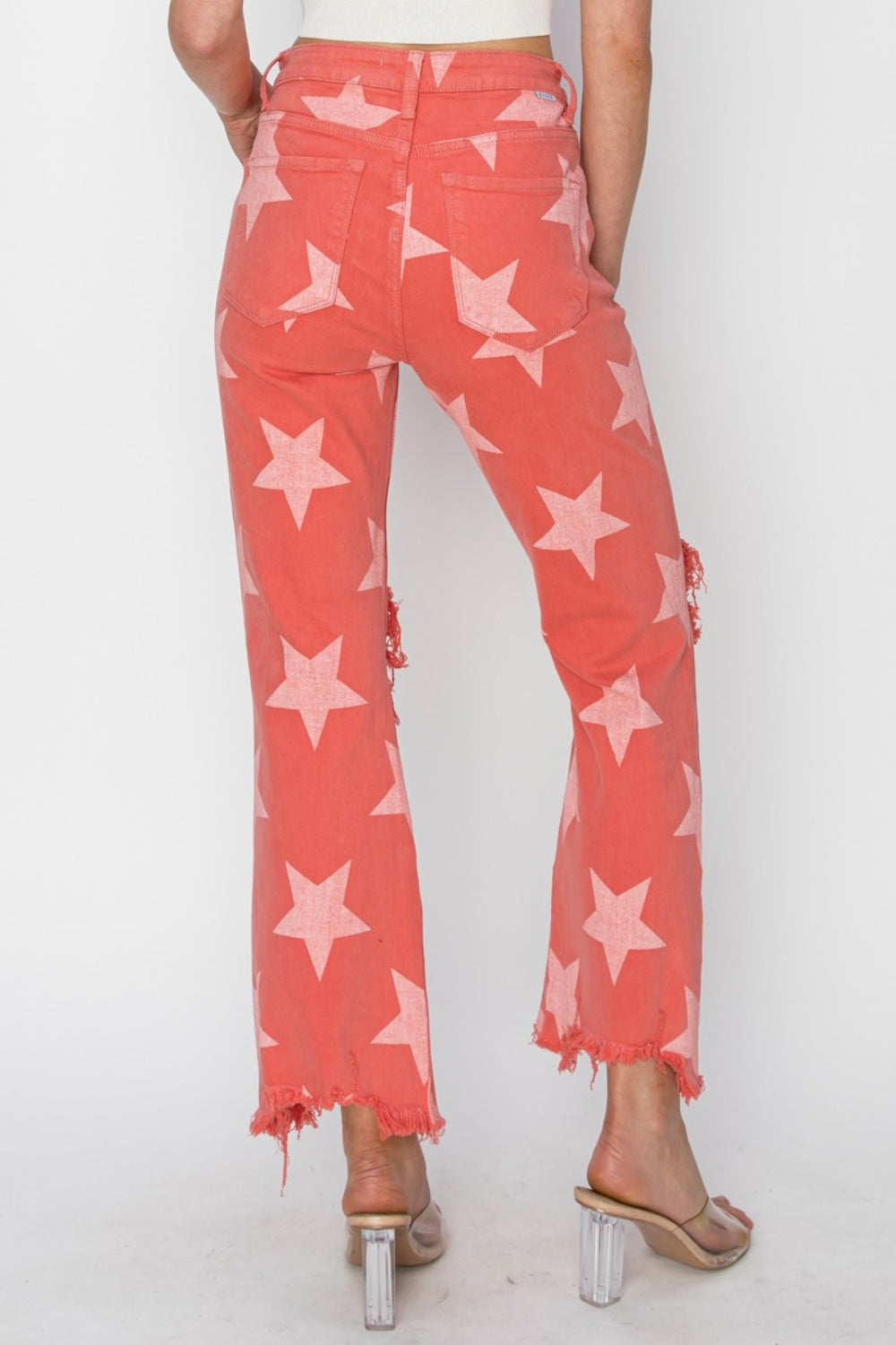 RISEN Distressed Star Pattern Jeans  Trendsi   