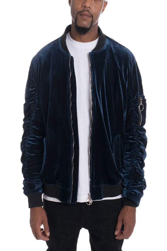 VELOUR BOMBER - Navy Jackets & Coats Lime Milo   