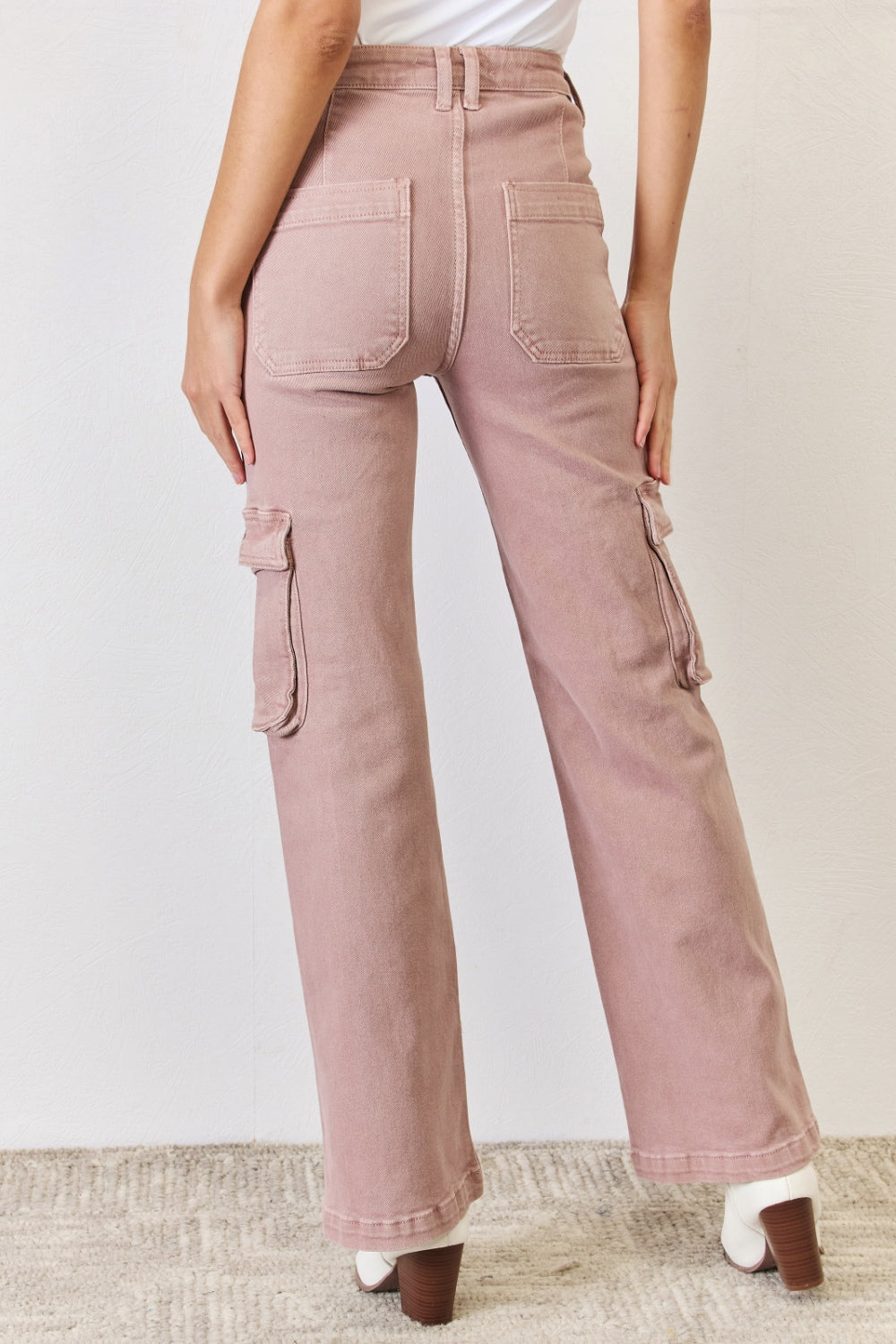 RISEN High Rise Cargo Wide Leg Jeans  Trendsi   