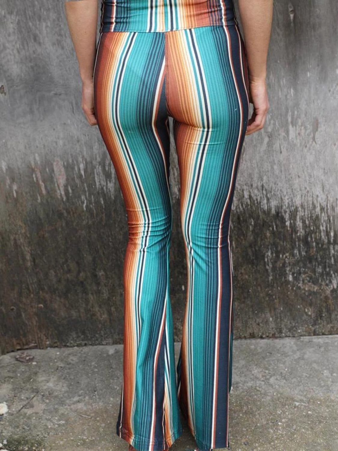 High Waist Striped Bootcut Pants Pants Trendsi   