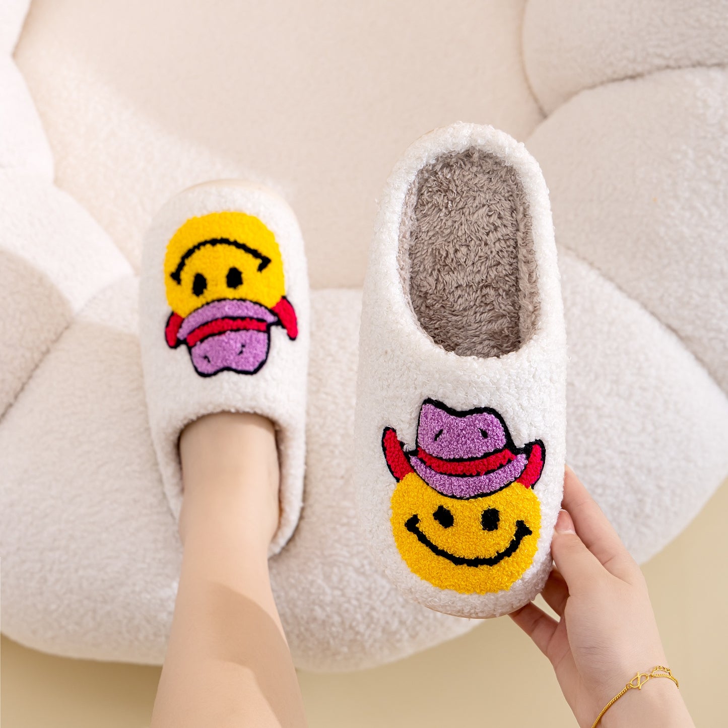 Melody Smiley Face Slippers  Trendsi COWBOYSMILE S 