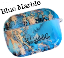 Personalized Airpod Pro Case Covers Tech Accessories Jassorted Blue Marble Cursive 