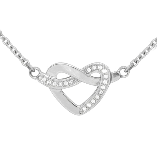 Glimmering Heart Knot Necklace Jewelry & Watches Blue Asteria   