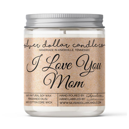 'I Love You Mom' Candle Home Decor Burgundy Tartarus   