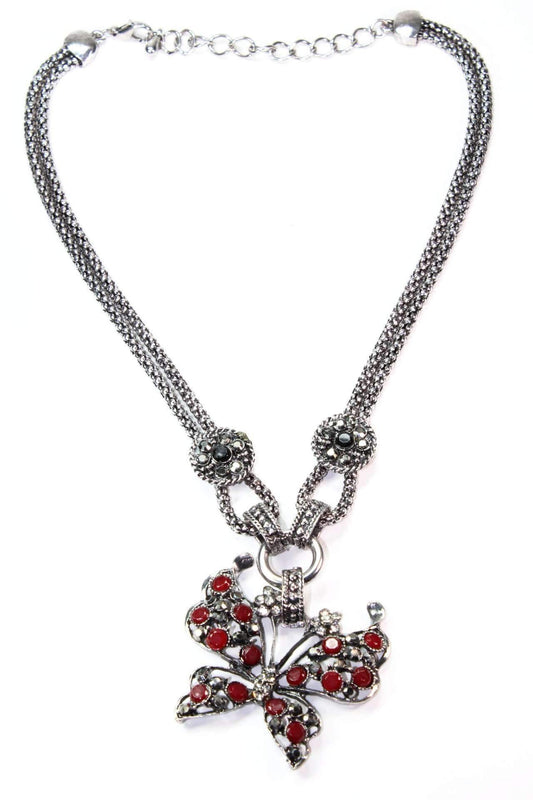 Dazzling Butterfly Necklace Necklaces Silver Hestia   