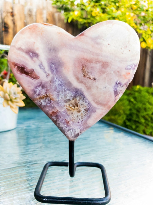 Pink Amethyst Heart Display Piece Home & Garden Pink Corydalis L  