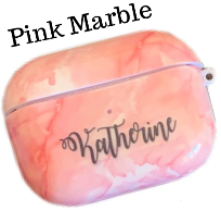 Personalized Airpod Pro Case Covers Tech Accessories Jassorted Pink Marble Cursive 