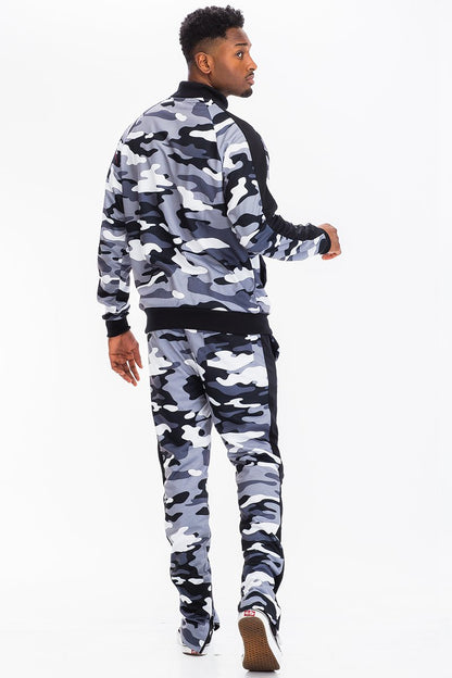 Full Camouflage Track Sweatsuit Men's Clothing Lime Milo   