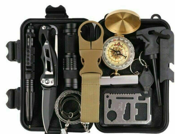 14 in 1 Outdoor Emergency Survival And Safety Gear Kit safety gear Salmon Lucky   