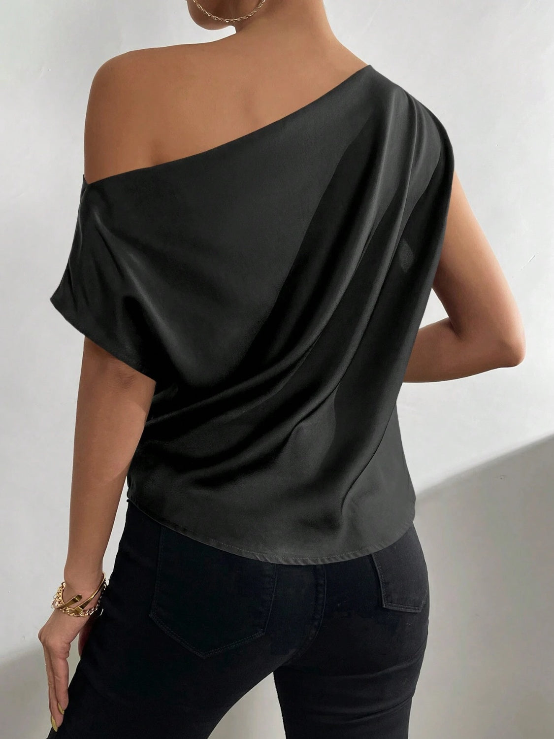 Ruched Single Shoulder Blouse  Trendsi   