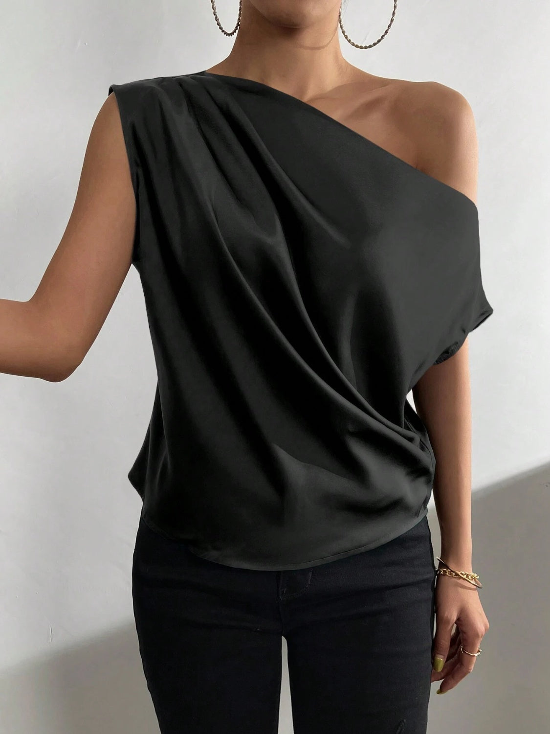 Ruched Single Shoulder Blouse  Trendsi   