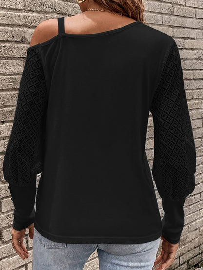 Asymmetrical Neck Lace T-Shirt  Trendsi   