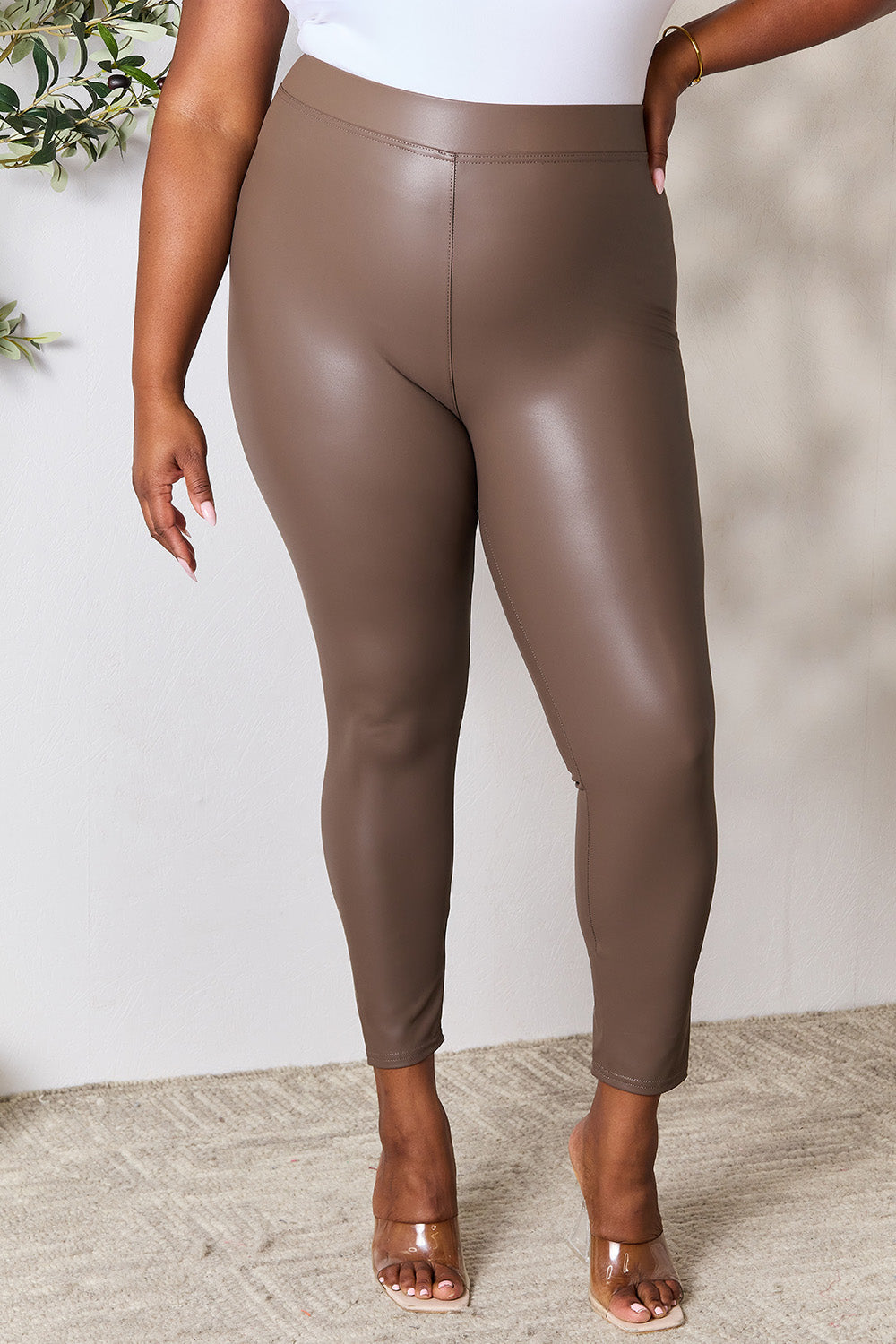 High Waist Skinny Pants  Trendsi Taupe S 