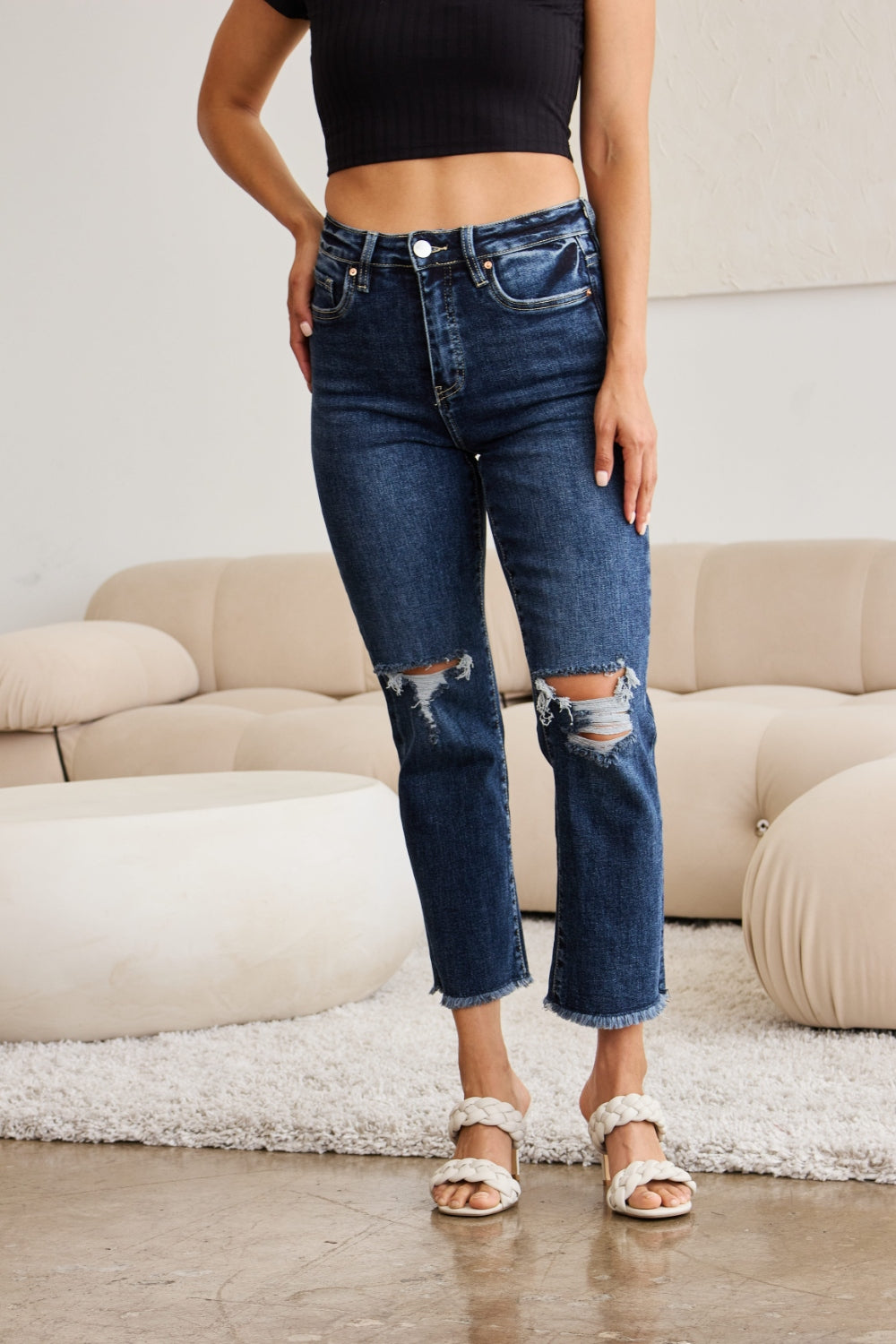 RFM Crop Dylan Tummy Control High Waist Jeans  Trendsi   