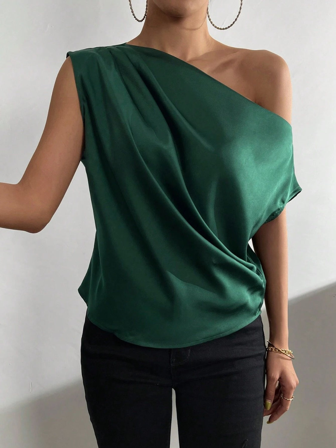 Ruched Single Shoulder Blouse  Trendsi   