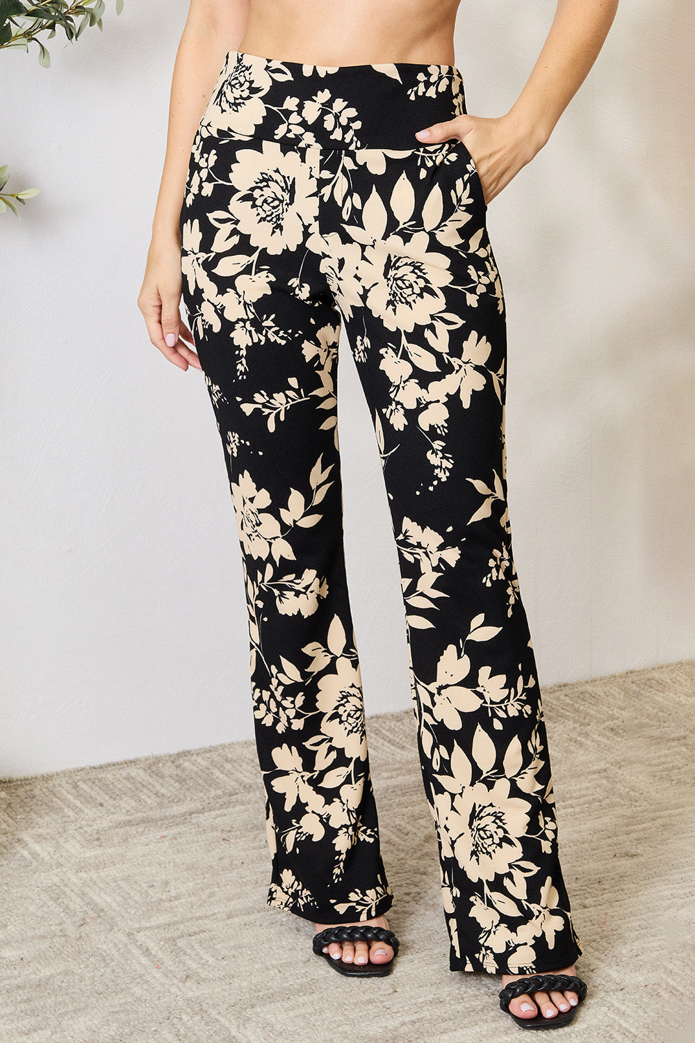 High Waist Floral Flare Pants  Trendsi   