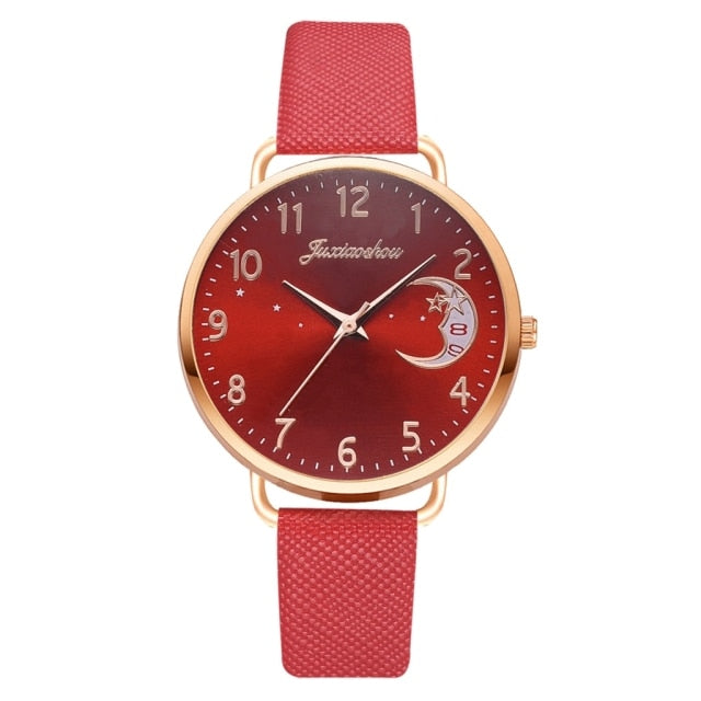 Moon Numbers Quartz Bracelet & Watch Set  Jassorted Red (Watch Only)  