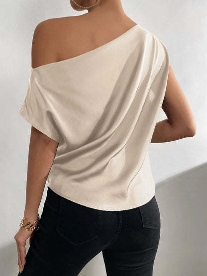 Ruched Single Shoulder Blouse  Trendsi   